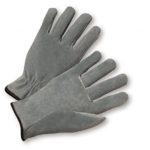 Unlined Grey Split Cowhide Leather Drivers Glove